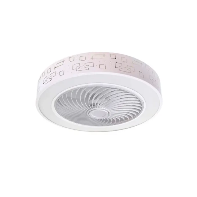 Ventilador de techo blanco aspas interiores motivos geométricos